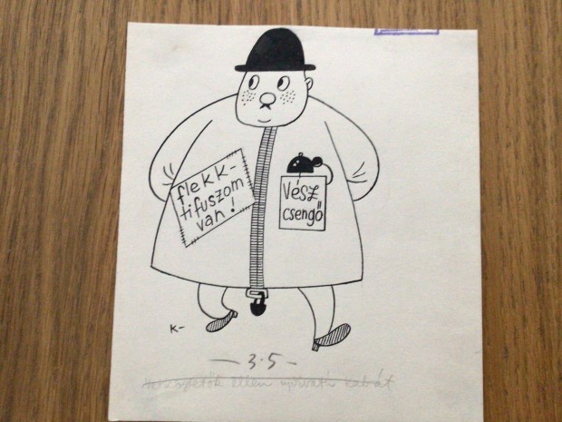 Kasso eredeti karikatra rajza a Szabad Szj c. lapnak 15,5 x 17 cm