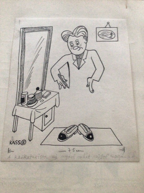 Kasso eredeti karikatra rajza a Szabad Szj c. lapnak 19 x 15,5 cm