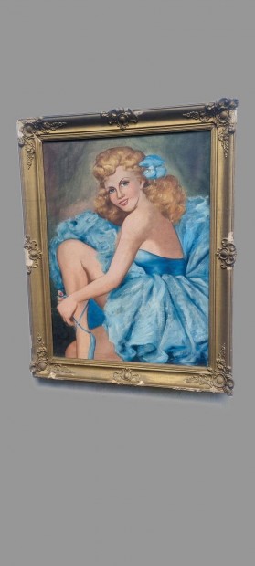 Kék ruhás balerina. Szignózott, jó állaptú festmény. Méret: 80x60 cm