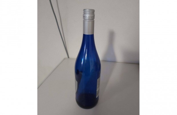 Kék üveg, csavaros kék üveg, kobaltkék palack, 0.75 literes