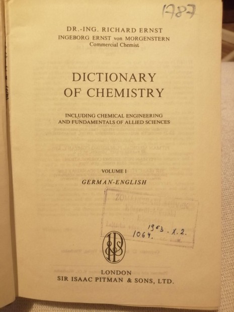 Kémiai szótár Német - Angol 