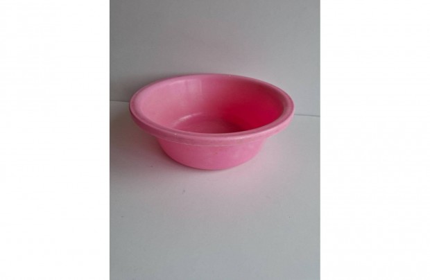 Kerek rózsaszín műanyag tál 24*9 cm_