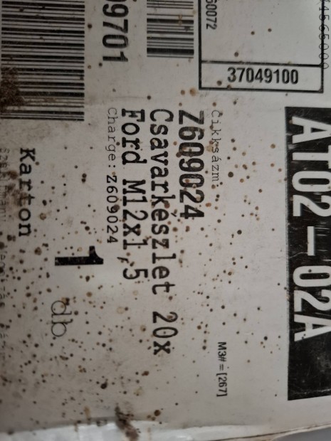 Kerkcsavar szett 20 db M12x1,5