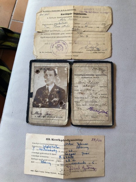 Kerékpáros igazolvány 1930 és dokumentumok