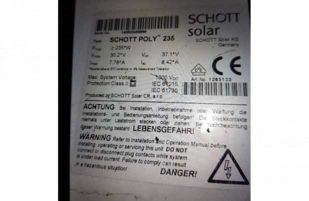 Keresek: Schott poly solar 235 W napelemet keresek