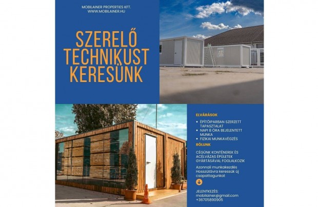 Keresek: Szerel technikus lls , burkol, villanyszerel, vzszerel, lakatos