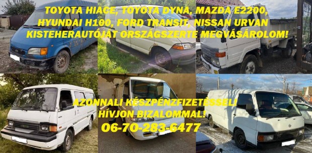 Keresek: Toyota Hiace, Toyota Dyna, Mazda E2200, Hyundai H100, Nissan Urvan