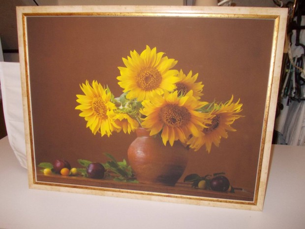 Keretbe Épített Napraforgó Kép Eladó 50 X 40 cm