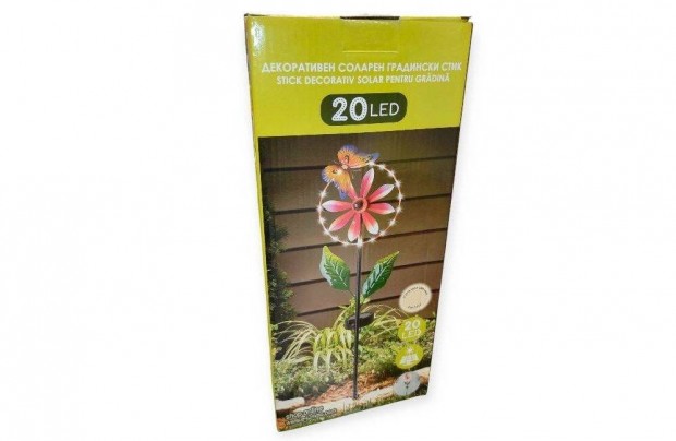 Kerti szolár lámpa virágos design 20 LED meleg fehér 70 cm