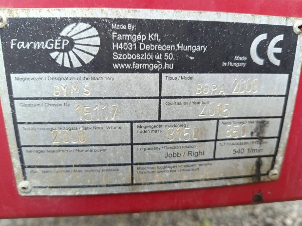 Kertitox Bora 2000 permetező elado 2015 evjarat. Hibátlan.