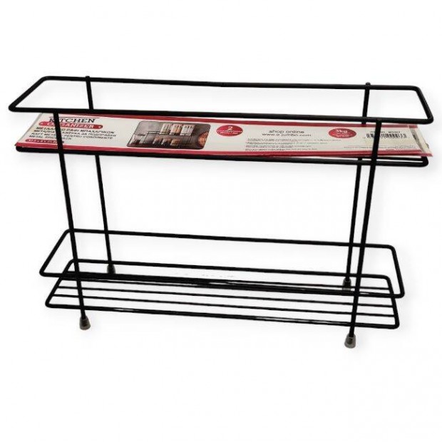 Keskeny fm trolpolc fekete 2 szintes 32,5x8x21,5 cm