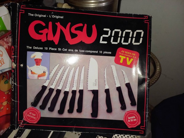 Vintage Ginsu 2000 Deluxe 5 Piece Knife Set as Seen on TV Black 