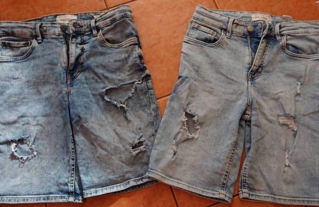 Két darab Pull&Bear márkájú farmer szaggatott térdnadrág kamasz fiúnak