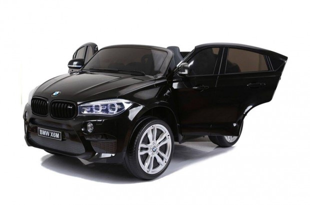 Kétszemélyes lakk fekete BMW X6M 12V elektromos kisautó - Akciós!