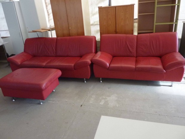 Kettes bőr ülőgarnitúra lábtartóval
