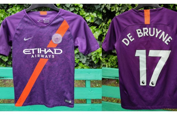 Kevin De Bruyne - Manchester City eredeti Nike 2018-as lila gyerek mez