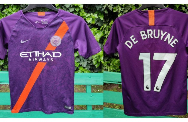 Kevin De Bruyne - Manchester City eredeti Nike 2018-as lila gyerek mez