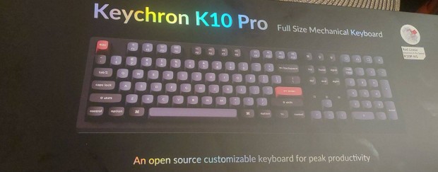 Keychron K10 Pro Wireless Mechanical Keybord-Red Switch-Black-US -j