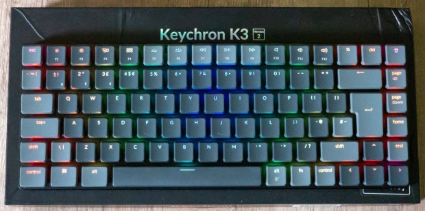 Keychron K3 V2 ISO angol (UK), optikai brown switch, bluetooth