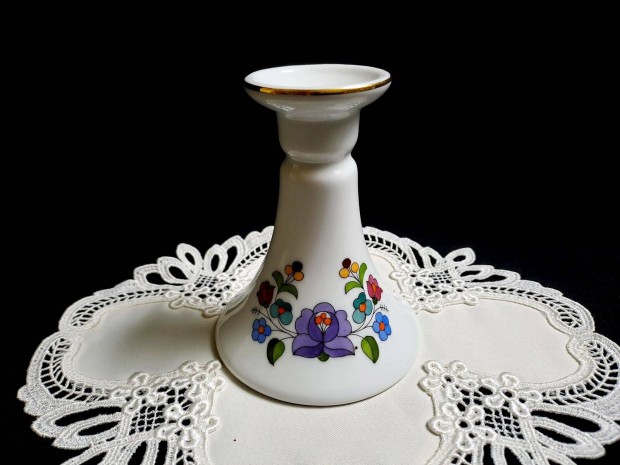 Kzzel festett Kalocsai porceln gyertyatart 11 cm