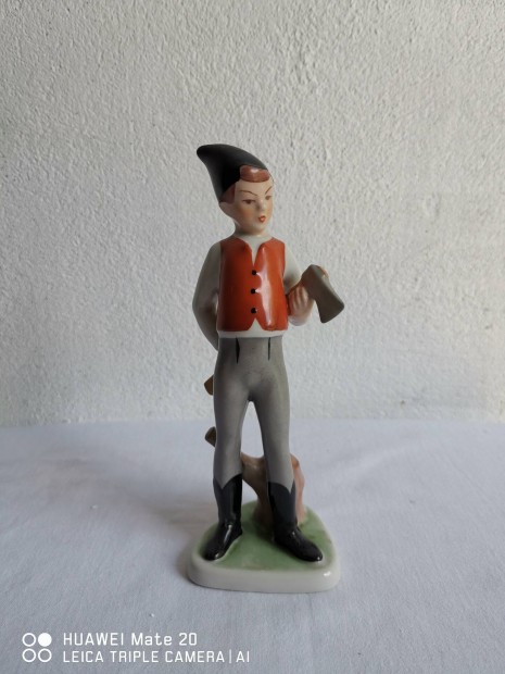 Kzzel festett porceln figura, favg fi, disztrgy, szobor! 