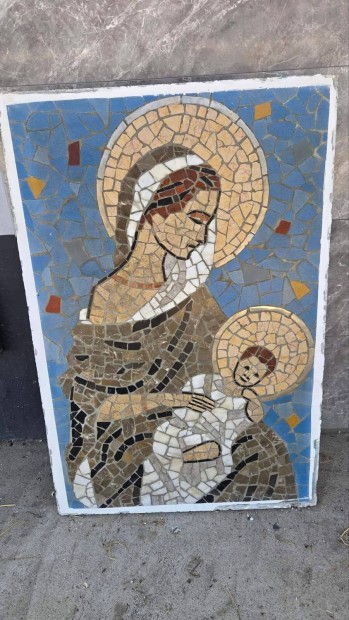 K�zzel rakott vall�si mozaik Sz�z M�ria J�zussal 60�90 cm, 65 kg