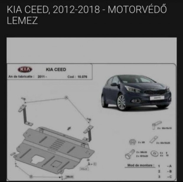 Kia Cee'd, fm motorvd burkolat, haspajzs, lemez, SMP10.076K