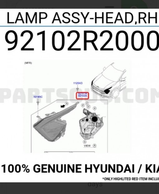 Kia Sportage 5 Nq5 jobb LED fényszóró 92102R2000