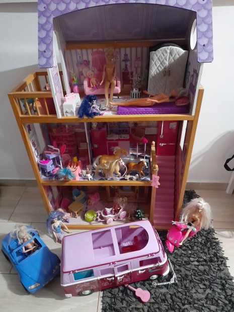 Kidkraft fa babahz 112 cm rengeteg barbie kiegsztvel aut busz 