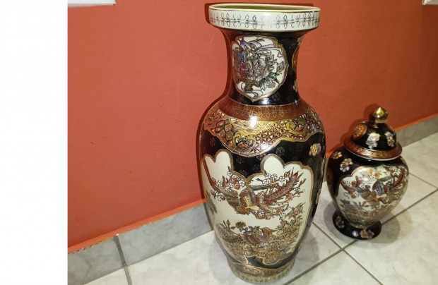 Kínai porcelán fedeles váza és padlóváza , Terebess