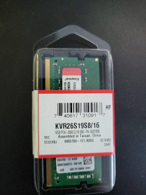 Kingston 16 gb notebook ddr4 2666MHz memoria