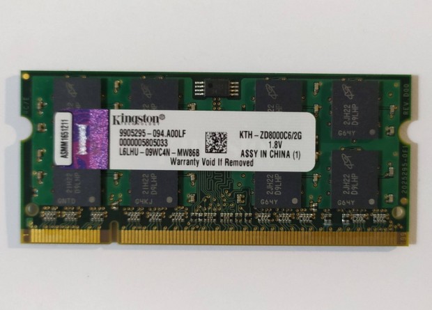 Kingston 2GB DDR2 800MHz laptop / notebook memria