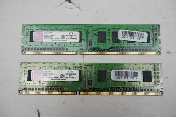 Kingston 2GB /2X1GB/ DDR3 1066MHz RAM memria asztali gpbe Kvr1066D3N