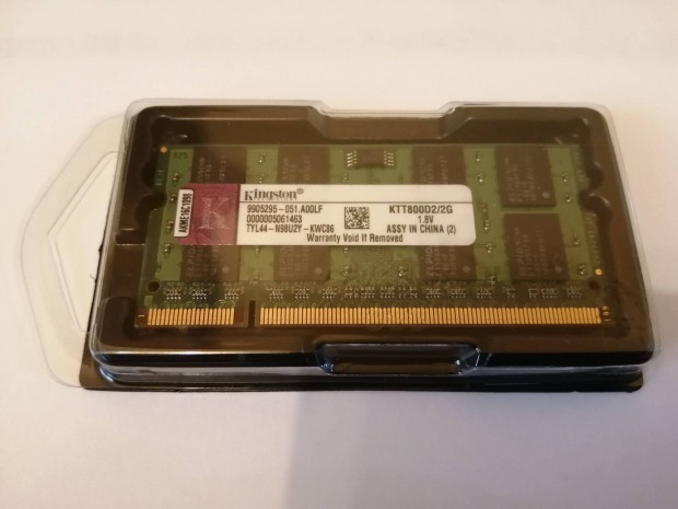Kingston 2Gb DDR2 800mhz PC2-6400 laptop memória újszerű KTT800D2/2G