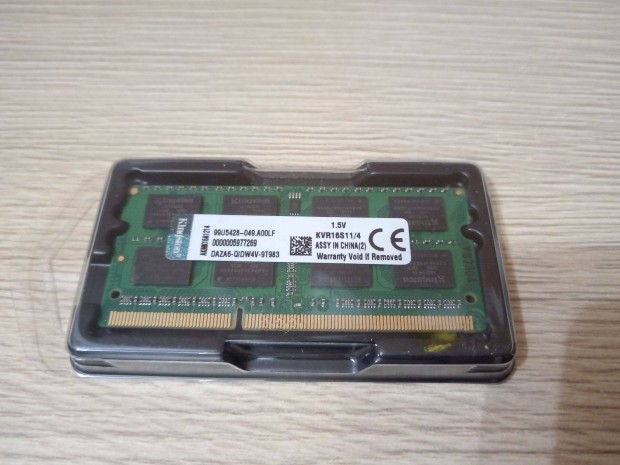 Kingston 4Gb DDR3 1600mhz PC3-12800 laptop memria jszer Kvr16S11/4