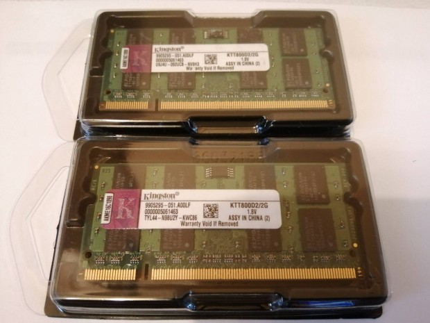 Kingston 4Gb (2x2Gb) DDR2 800mhz laptop memrik szettben KTT800D2/2G