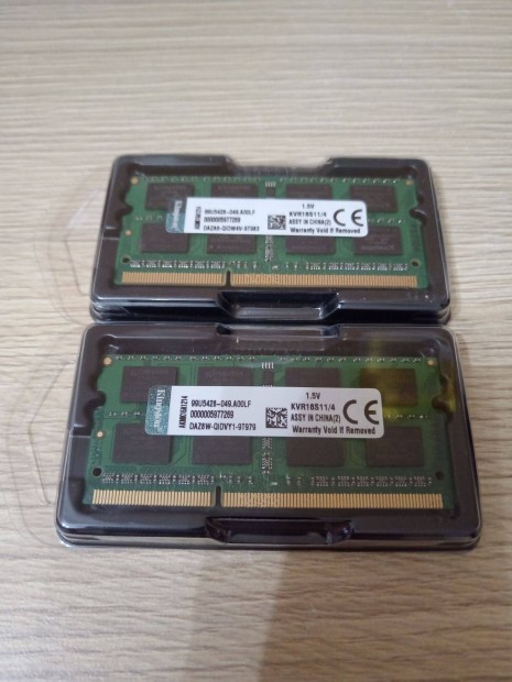 Kingston 8Gb (2x4Gb) DDR3 1600mhz laptop memrik vatta j Kvr16S11/4