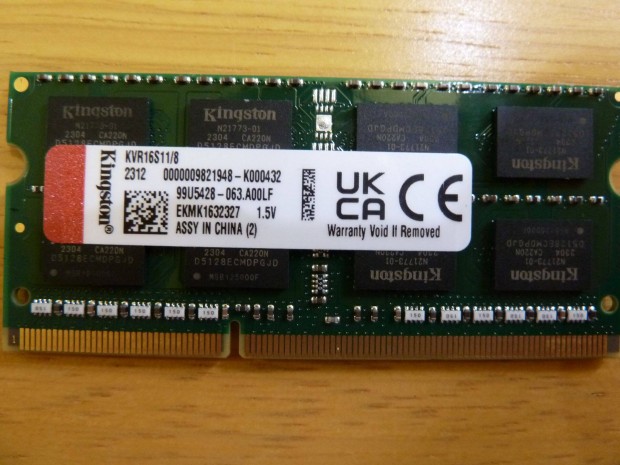 Kingston 8 GB, DDR3 laptop, notebook memria elad