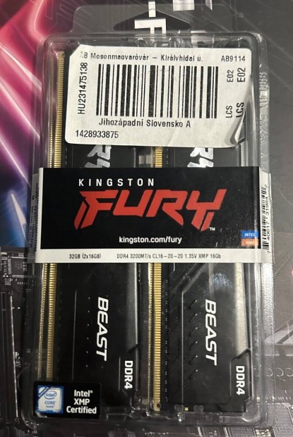 Kingston Fury Beast 32GB (2x16GB) DDR4 3200MHz 10 v Garancia