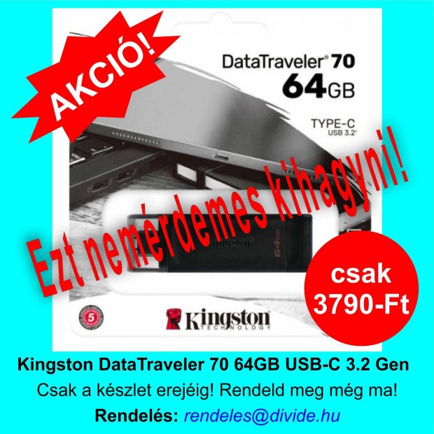 Kingston Pendrive 64GB, DT 70 USB-C 3.2 Gen 1