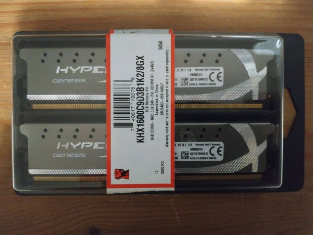 Kingston hyper X genesis szrke pnp 1600 cl9 2x4 gb kit