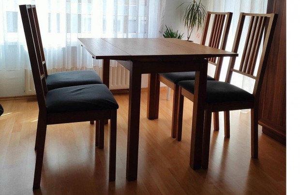 Kinyithat asztal s 4 db szk tlgy sznben (IKEA Bjursta+Brje)