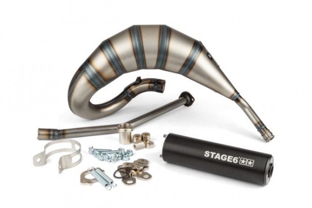 Kipufog Stage6 Streetrace 70cc magasra szerelt CNC Fekete Derbi Senda