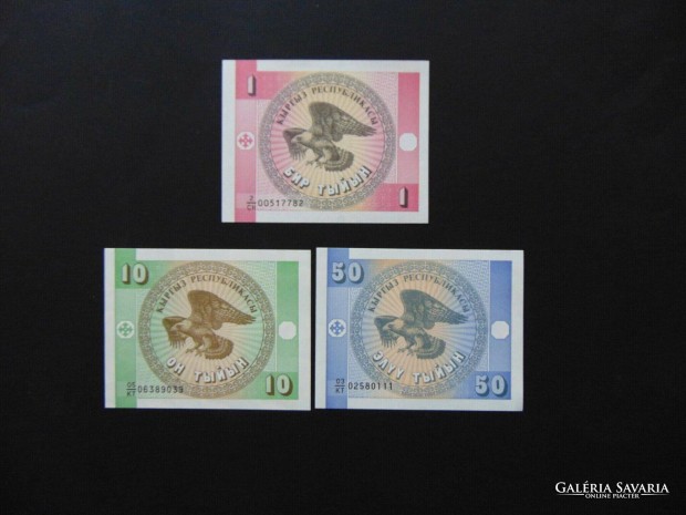 Kirgizisztn 1 - 10 -50 szom LOT ! Hajtatlan bankjegyek