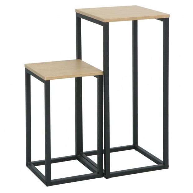 Kisasztalok, 2 db-os szett, t�lgy/fekete, TOLSOS