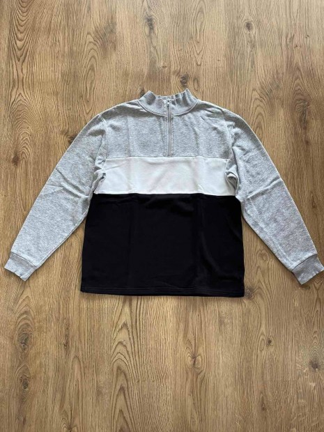 Kisfiú pulóver (170-es, szürke-fehér-kék, H&M)