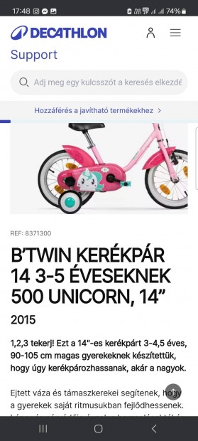 Kislany bicikli btwin 500