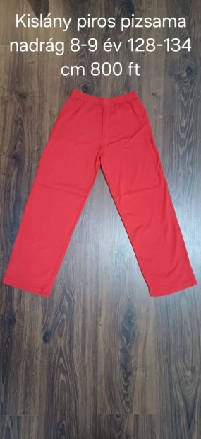 Kislny piros pizsama nadrg 8-9 v 128-134 cm