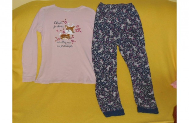 Kislny pizsama szett, aranyos cics, flitteres, mrks. 14 v