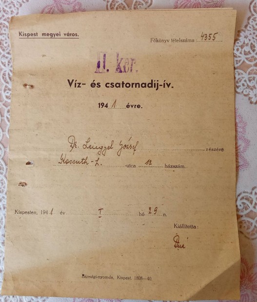 Kispest M. Vros Vz- s Csatornadj-v 1941